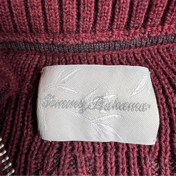 Tommy Bahama Sweater Mens XL Dark Maroon Quarter Zip Long Sleeve - Picture 6 of 9